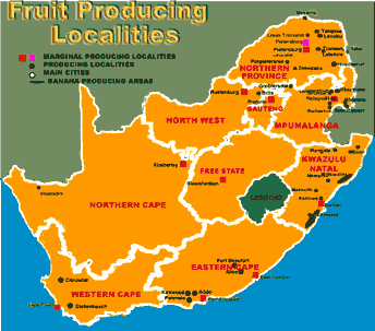map of fruit-growing areas of South Africa